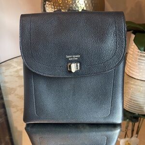 Kate Spade Black Leather Backpack with Pebbled Finish